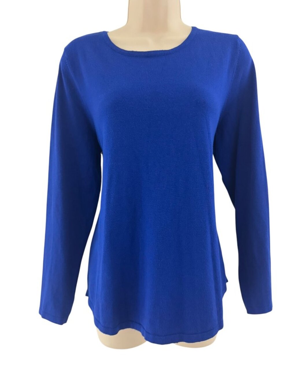 Chico's Size 2 = Large/12 Royal Blue Long Sleeve Sweater Knit Soft Fall Winter